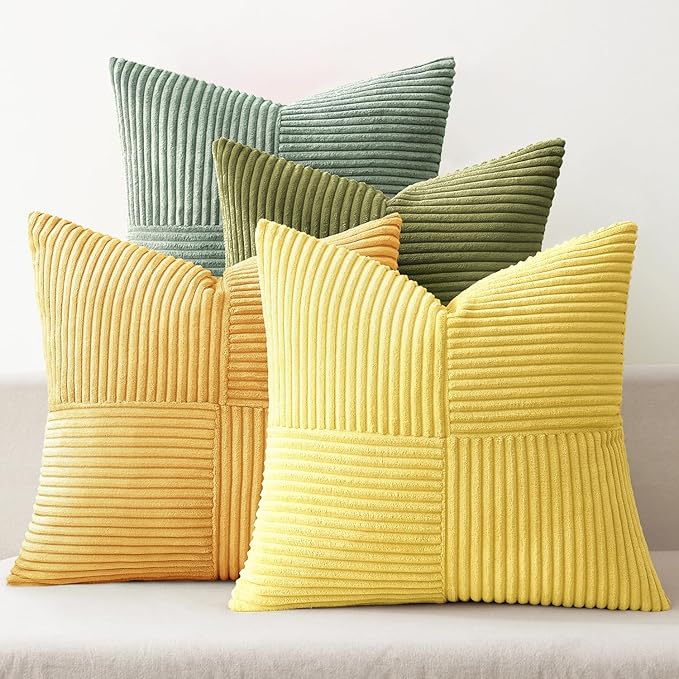 MIULEE Boho Farmhouse Spring Decorative Throw Pillow Covers 20x20 Inch 4 Packs