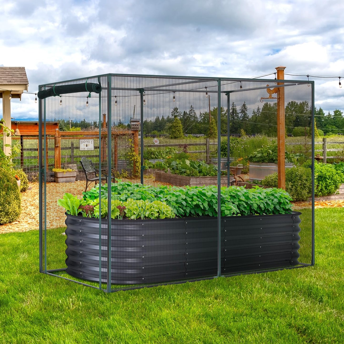 Ohuhu Crop Cages for Garden Plant:6.6x3.9x5.3 Ft Plant Protection Tent with Zippered Door, Raised Bed Cover, Garden Bed Cover with Frame, Wind-Resistant Plant Cages for Outdoor Plants