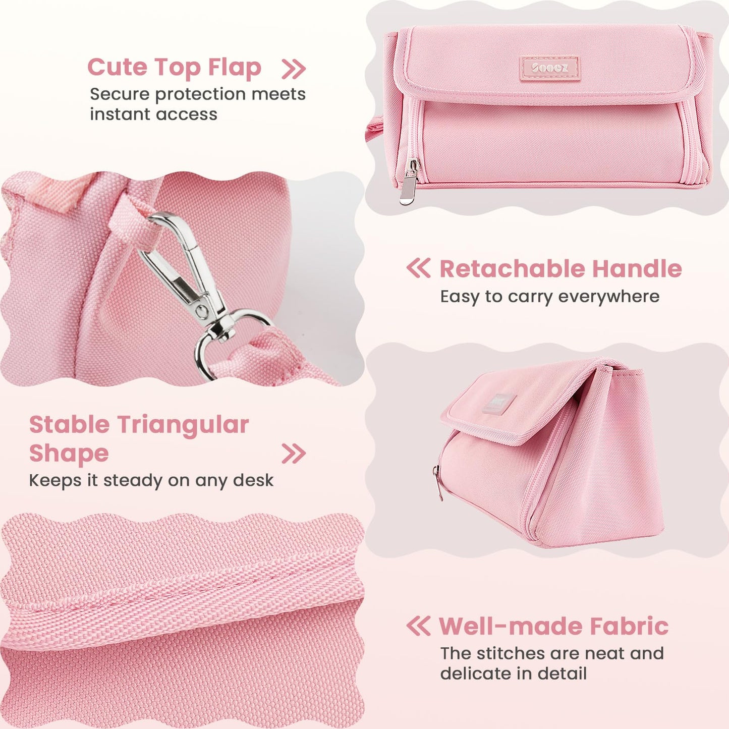 Sooez Super Large Pencil Case, Big Capacity Pencil Bag with 3 Compartments, can hold 100 pencils, Cute Pencil Pouch with Zipper, Portable Stationery Pen Bag, School Supplies For Teen Girl, Sky Blue