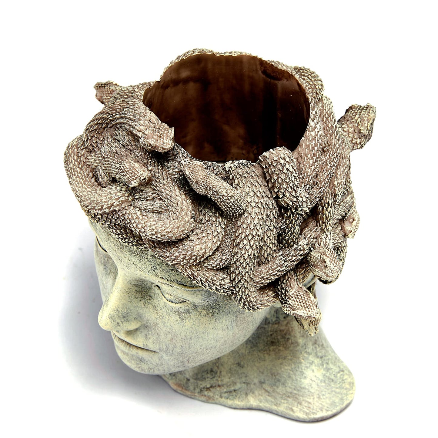 Medusa Head Planter Large Stone Face Planter Pot Garden Statue Outdoor Flower Pot Waterproof Sculpture Greek Mythology Garden Decor Handmade Art Sculpture Unique Gift for Patio Yard Lawn Home Decor