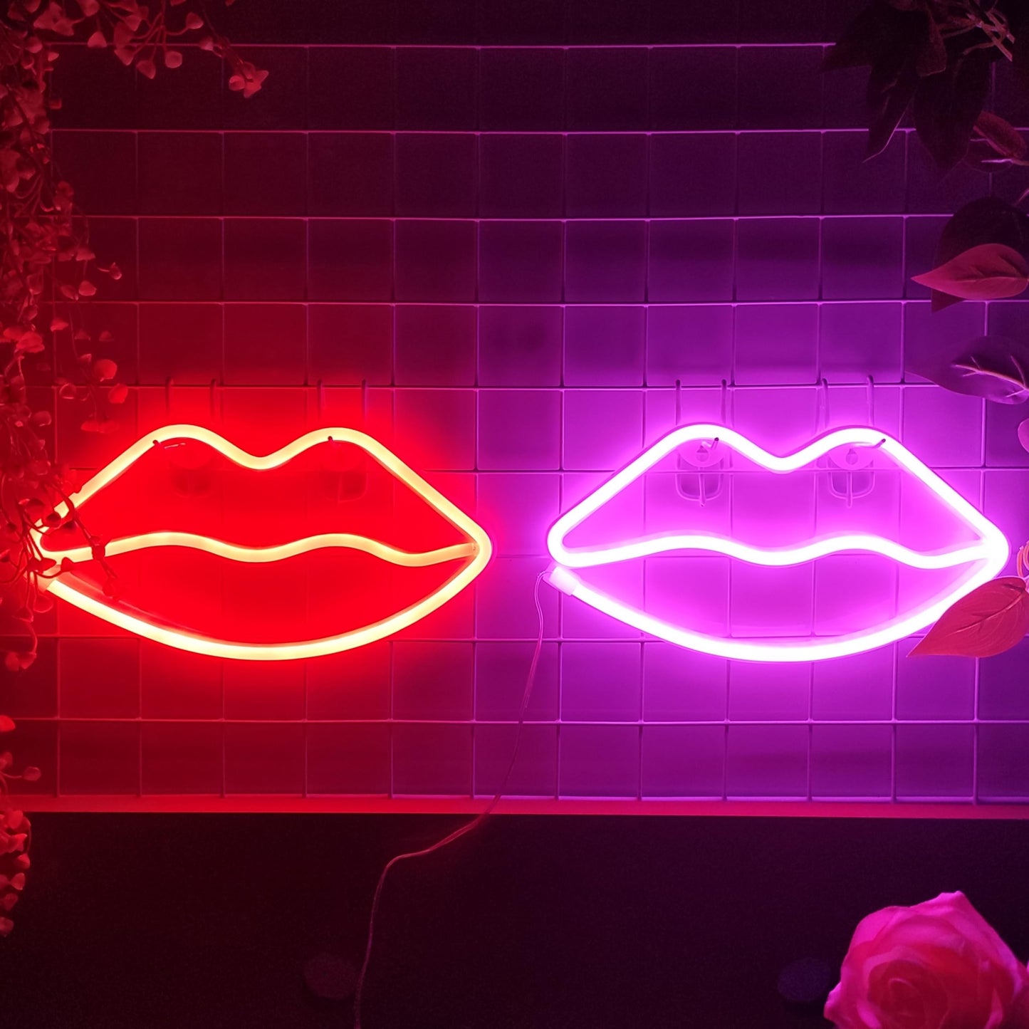 JYWJ Lip Neon Sign,USB or 3-AA Battery Powered Neon Light,LED Table Decoration,Bedroom Wall Decoration,Birthday Gift,Wedding Supplies Business Gift (Pink)