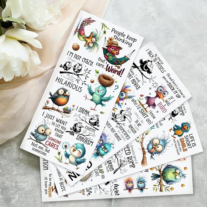 4 Sheets Rub on Transfers for Crafts, Funny owl Furniture Transfers for Wood