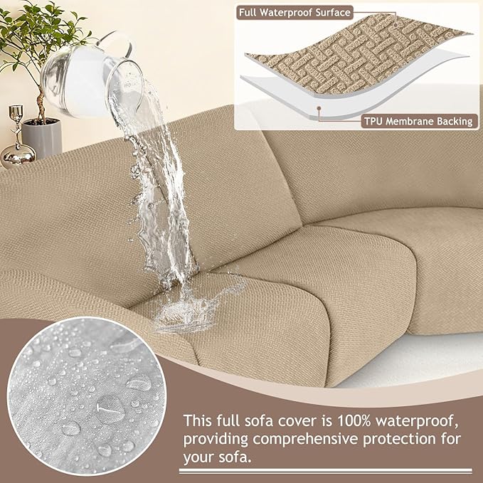 ALIECOM 100% Waterproof Recliner Sectional Couch Covers L Shape Stretch Corner
