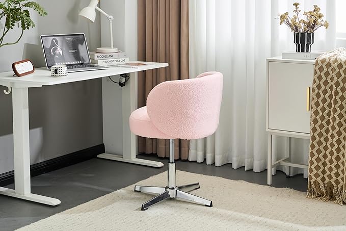 VINGLI Cute Small Swivel Desk Chair Comfy no Wheels, Ergonomic Low-Back Lumbar