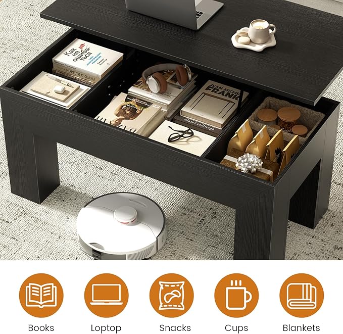 FABATO 41.7'' Lift Top Coffee Table, Wooden Rectangle Coffee Table
