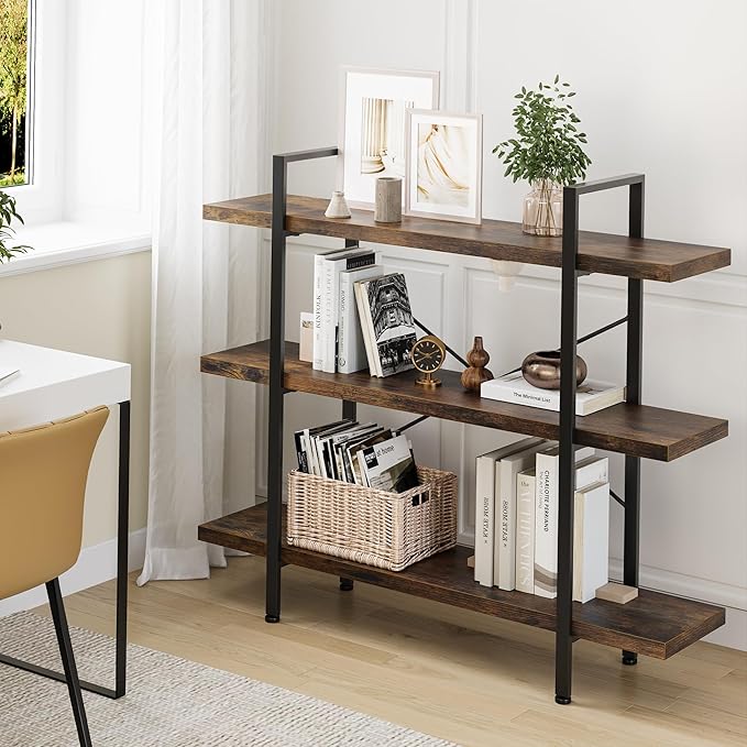 OtterOasis Heavy Duty 3-Tier Industrial Bookcase, 120lbs Shelf Capacity