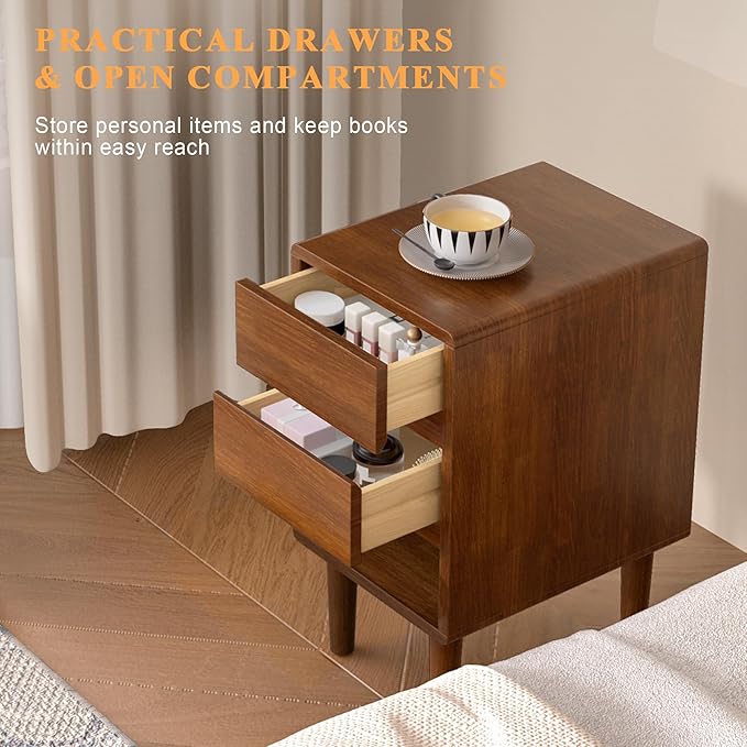 Narrow Nightstand 2 Drawers