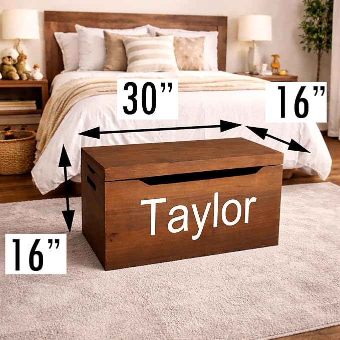 Personalized Engraved Name, Fully Assembled, Solid Wood Storage Trunk