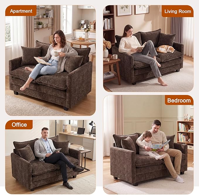 Loveseat Sofa Cloud Sofa Couch 50'', Modern Loveseats 2 Seat Couch 27" Deep Seat