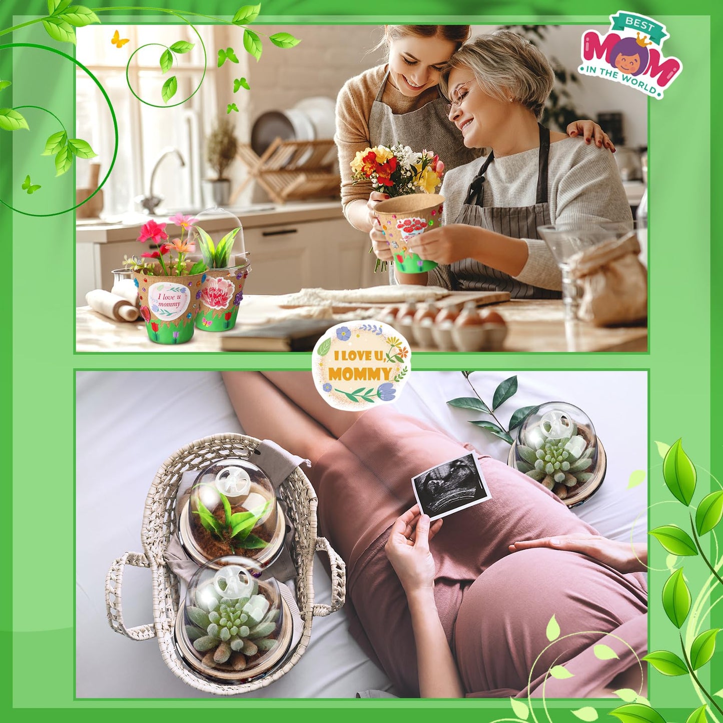 Motipuns 30 Pack Mother's Day Garden Paper Pot Craft Kit Include Plant Flower Peat Pots with Domes 4 Sheet Rhinestones Jewels Stickers and Adhesive Spring Stickers Set for DIY Craft Gifts