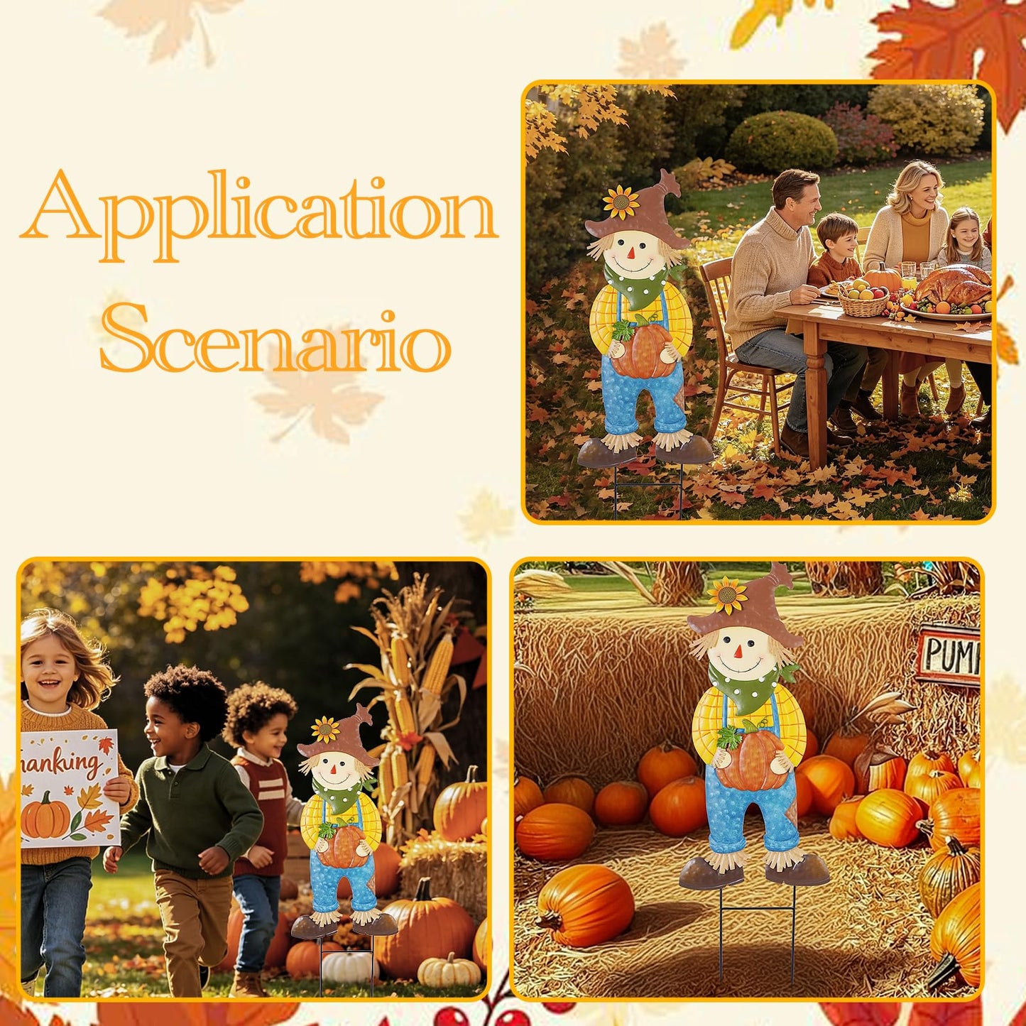 Fall Harvest Yard Signs Outdoor Decorations - Scarecrow Pumpkin Farm Metal Stakes, Rustproof Lawn Art for Autumn Garden Thanksgiving Farmhouse Decor (Scarecrow, 1 Pack)
