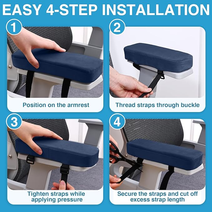 Smiry Ergonomic Office Chair Armrest Pads, Memory Foam Arm Rest Covers