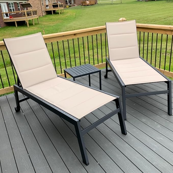 PURPLE LEAF Outdoor Patio Chaise Lounge Set of 2 Aluminum Lounge Chair
