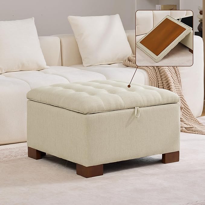 WUTUTUEE 30" Fabric Square Storage Ottoman