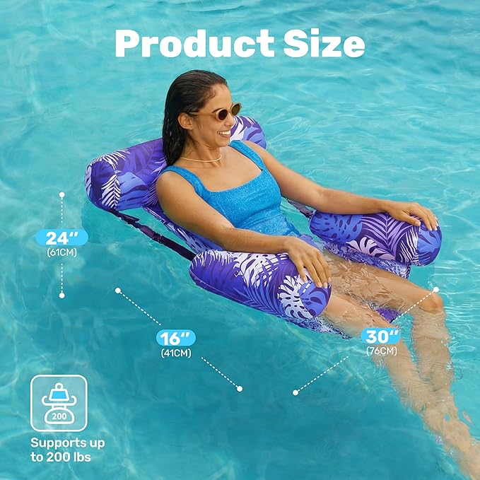 SLOOSH Inflatable Pool Floats Adult, 2 Packs Floating Lounge Chairs, Blow up