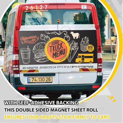 16 Inch x 10 ft x 30mil Extra Large Adhesive Magnetic Sheet Roll Not Printable Adhesive Backing Cut and Customize Flexible Sheets Blank White Surface Magnetic Sign for Craft Photo Craft