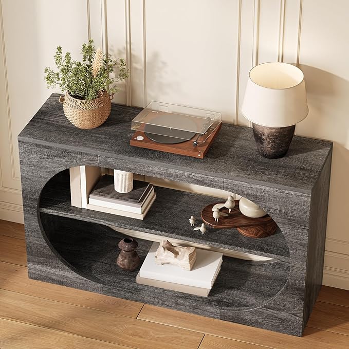 Console Table, 55-Inch Entryway Tables 3-Tier Wood Narrow Sofa Tables