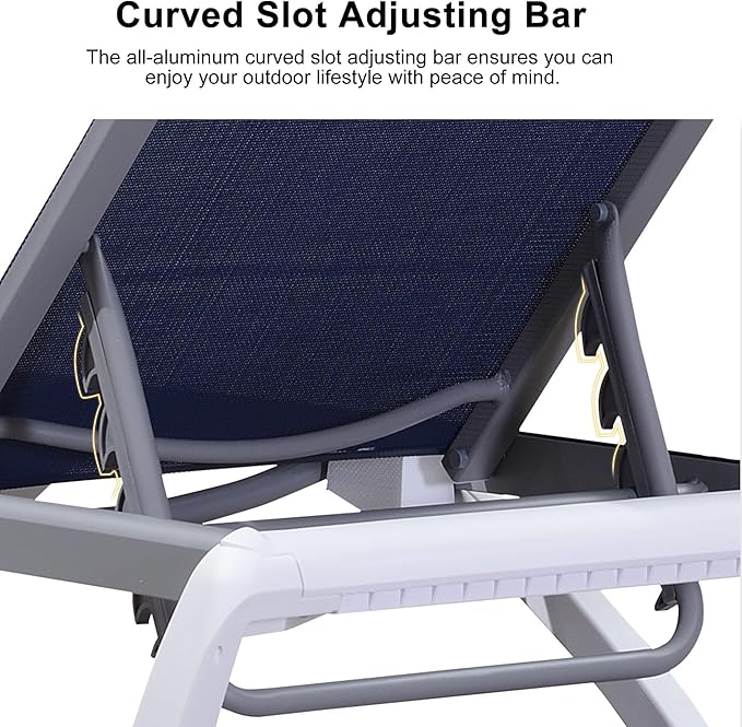 PURPLE LEAF Patio Chaise Lounge Chair Outside Aluminum Plastic Stackable