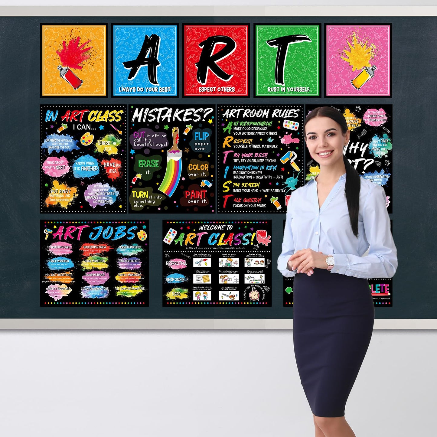 12 Pcs Creative Art Posters Inspirational Quotes Bulletin Board Art Teacher Wall Prints Artist Classroom Rules Educational Wall Decor for Back to School Learning Space Studio Library Teacher Supplies