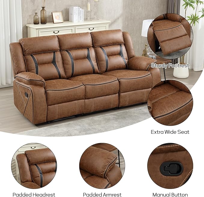EBELLO Faux Leather Recliner Sofa Furniture Set