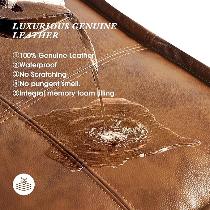 Leather Ottoman, Handmade Stuffed Square Ottoman, Genuine Leather Pouf