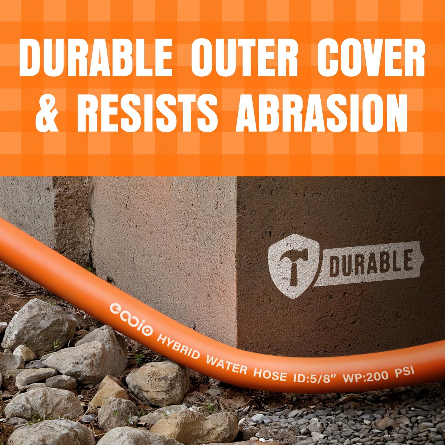 Garden Hose 25 ft x 5/8", NON-EXPANDING Flexible Water Hose, Kink Resistant Lightweight Hybrid Hose, Leakproof Yard Hose with Male to Female Fittings
