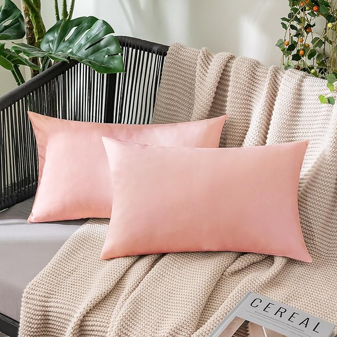 MIULEE Pack of 2 Decorative Outdoor Solid Waterproof Throw Pillow Covers Spring