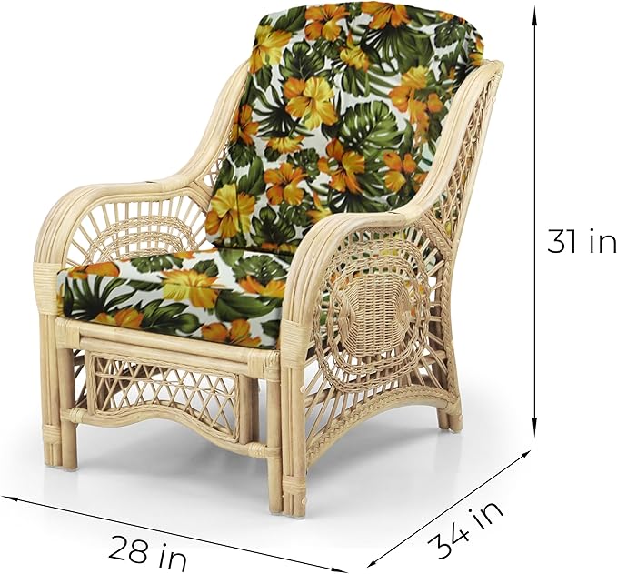 Malibu Lounge Living Accent Armchair Natural Rattan Wicker Handmade Design