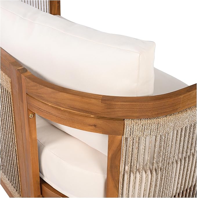 Christopher Knight Home Nesbit 4 Pieces Conversation Set, Acacia Wood Chat Set
