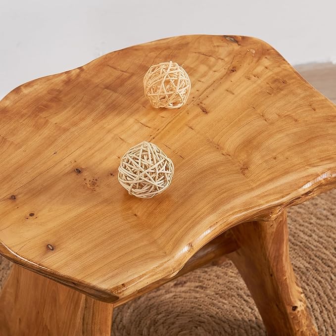 Natural Shape Solid Wood Tree Stump Stool 15"x12"x15" Cedar Root End Table