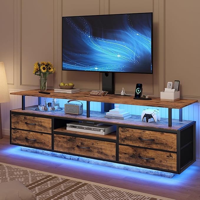 BTHFST TV Stand with Mount for 45/55/65/70 inch TVs, 51.2" LED TV Stand with