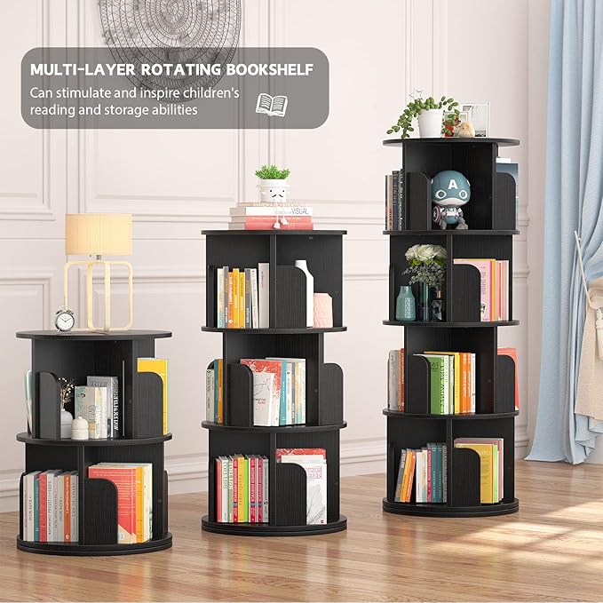 Aheaplus Rotating Bookshelf, 360 Revolving Bookshelf Tower