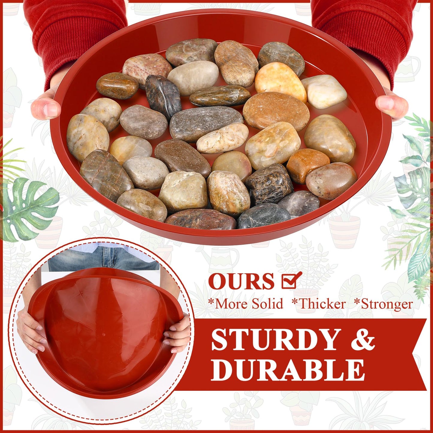Sawysine 30 Pack Plastic Plant Saucer Round Drip Trays Red Flower Pot Saucers Thick Plant Dish Sturdy Water Tray Heavy Drainage Potted Container for Indoor Outdoor Garden(12 Inches)