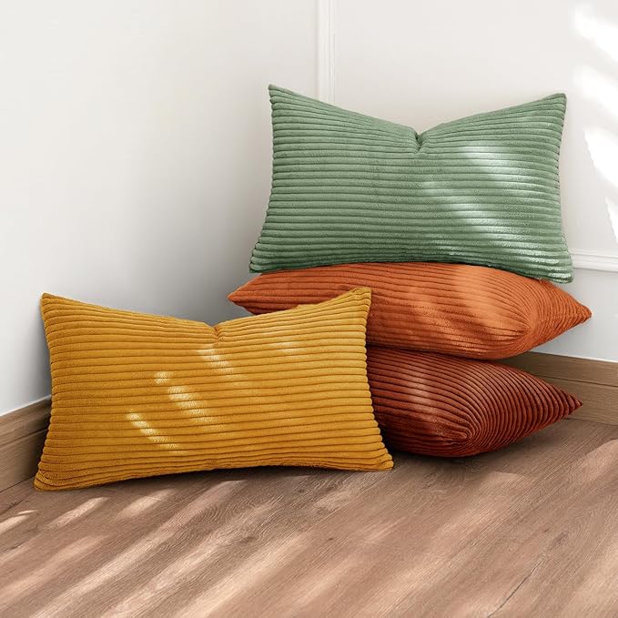 MIULEE Decorative Throw Pillow Covers 12x20 Inch Set of 4, Vibrant Cushion