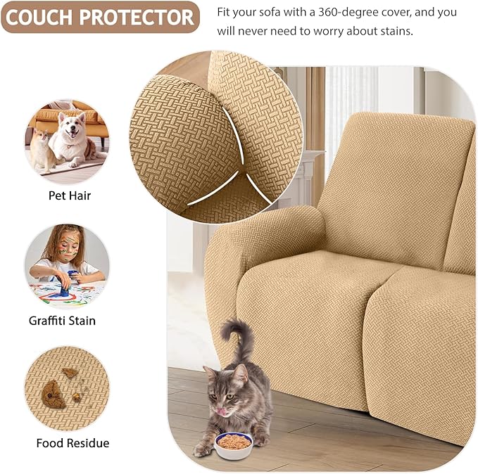 ALIECOM 100% Waterproof Recliner Sectional Couch Covers L Shape Stretch Corner