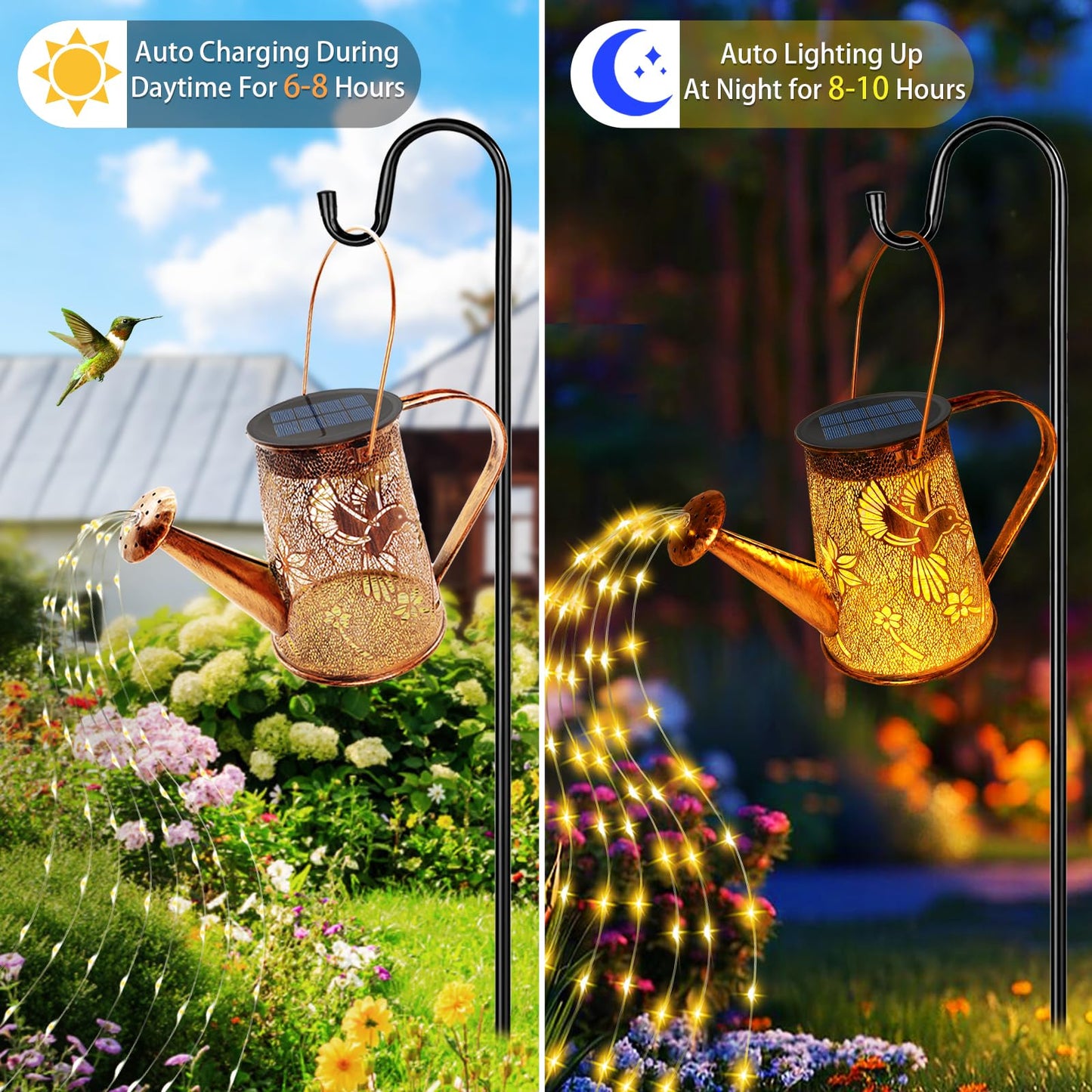 Vcdsoy Solar Watering Can Lights,Hummingbird Mother's Day Gifts for Women Mom Grandma Birthday, Large Hanging Solar Lantern Waterproof Outdoor Garden Decorations for Yard Porch Landscape Patio Pathway