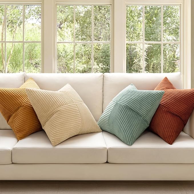 MIULEE Teal-Orange Decorative Throw Pillow Covers 20x20 Inch Set of 4 Boho
