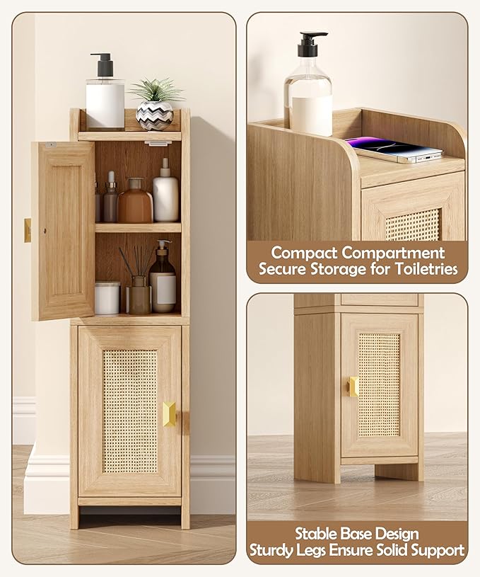 Akxomel Rattan Small Bathroom Cabinet