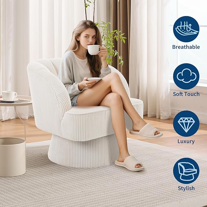 Garvee Ultra-Plush Swivel Accent Chair, 360° Barrel Lounge Chair