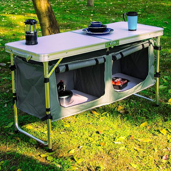 CampLand Outdoor Folding Table Aluminum Lightweight Height Adjustable