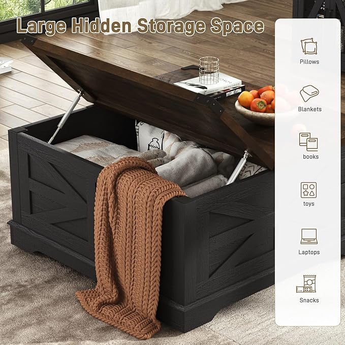 Hlivelood 36" Farmhouse Movable Lift Top Coffee Table