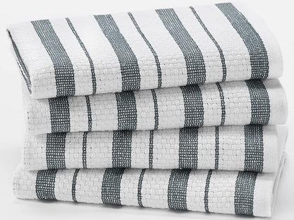 COTTON CRAFT - 4 Pack - Basket Weave Kitchen Towels - Grey - Cotton - Oversized