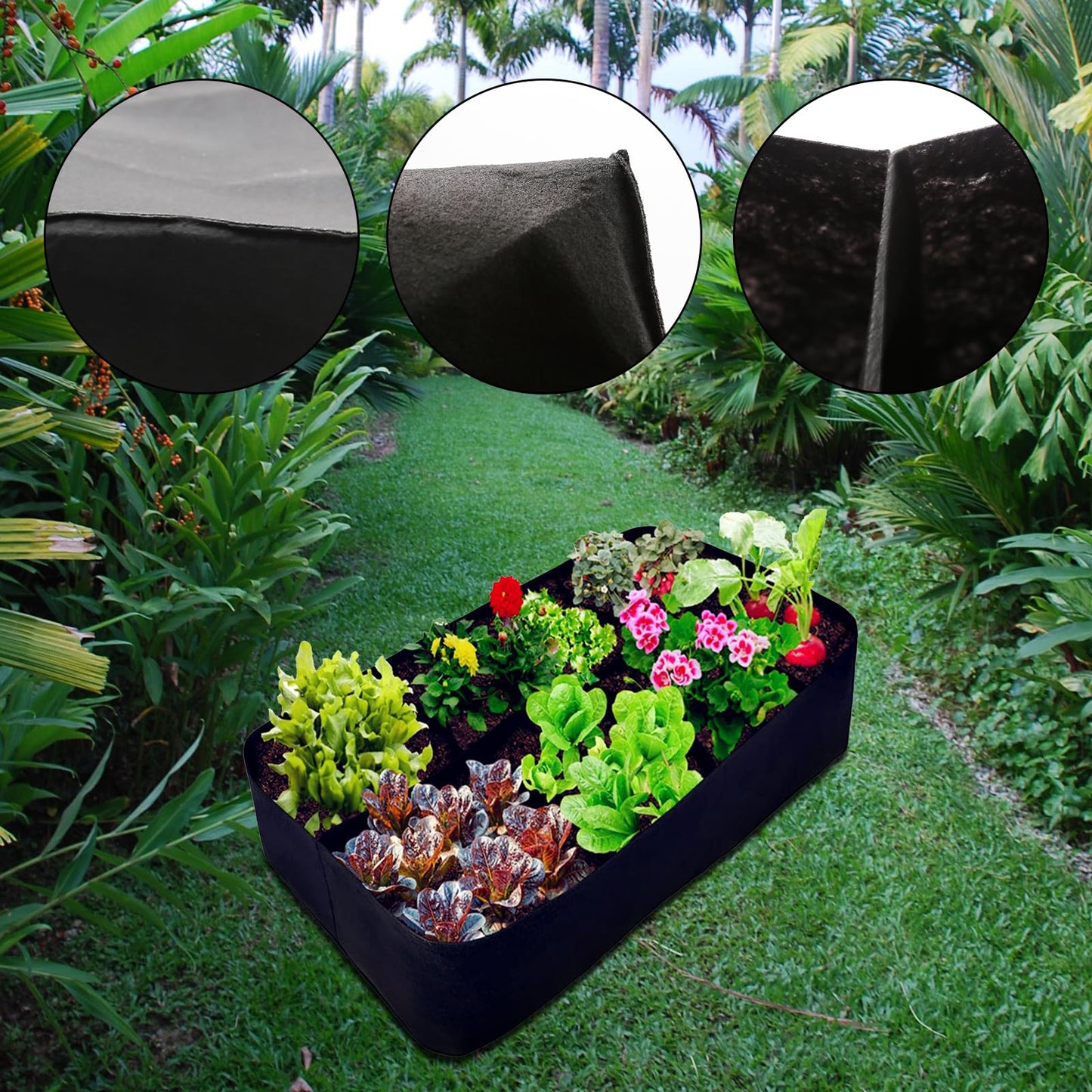 ZUDKSUY 2Pack 128 Gallon Fabric Raised Garden Bed 8 Grids 6x3x1Ft Plant Grow Bags, Square Planters for Outdoor Plants Growing Herbs Flowers Vegetables Potato Grow Bags Outdoor Indoor Gardening
