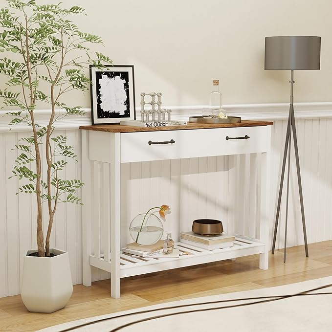 TaoHFE Farmhouse Narrow Console Table Modern Wooden, Living Room Tables Narrow