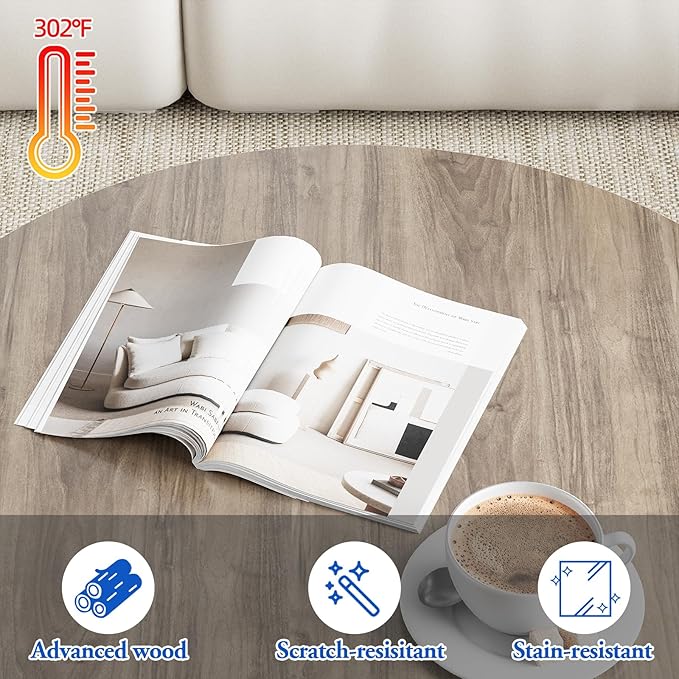aboxoo Coffee Table Nesting Side Round Table Set of 2 End Table