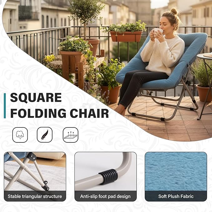 Tiita Comfy Saucer Chair, Soft Faux Fur Oversized Folding Accent Chair