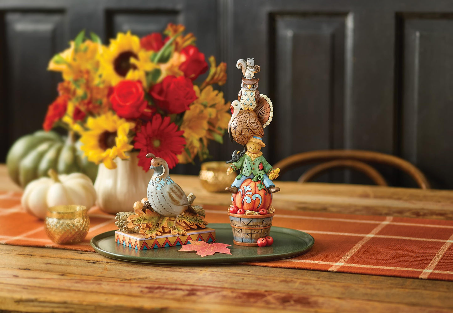 Enesco Jim Shore Heartwood Creek Thanksgiving Harvest Critters Stacked Figurine, 11.22 Inch, Multicolor
