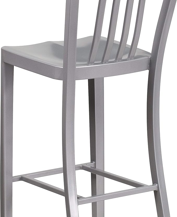Flash Furniture Commercial Grade 30" High Silver Metal Indoor-Outdoor Barstool
