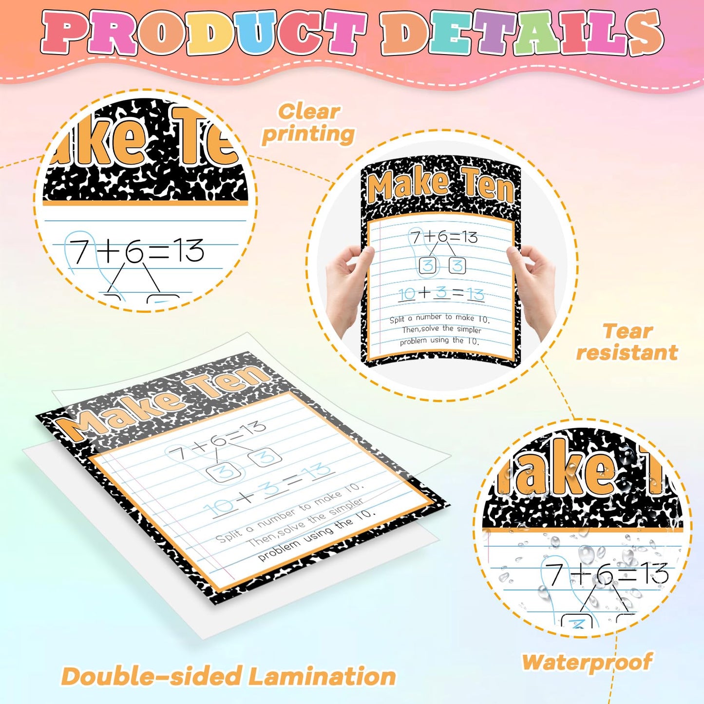 25Pcs Mathematics Strategy Posters Composition Notebook Classroom Decor Educational Math Posters Math Manipulatives Wall Art for Back to School Classroom Bulletin Board Decorations Teacher Supplies
