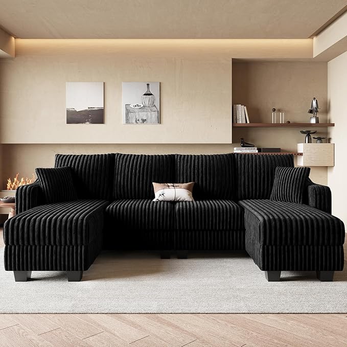Belffin U Shaped Couch with Reversible Chaises Sectional Couches